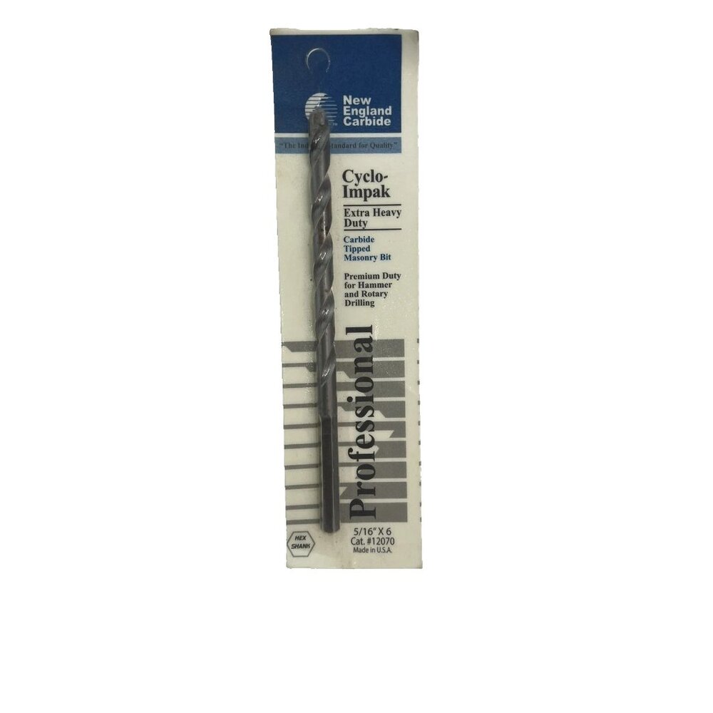 New England Carbide Extra Heavy Duty Carbide Tipped Masonry Bit 5/16" x 6